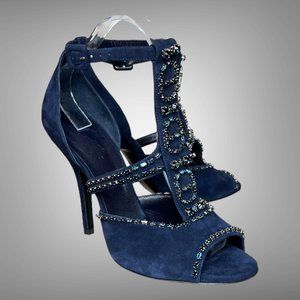 New Hermes Nocturne Chaine D'Ancre Crystal and Suede Sandal Pumps Shoes Heels